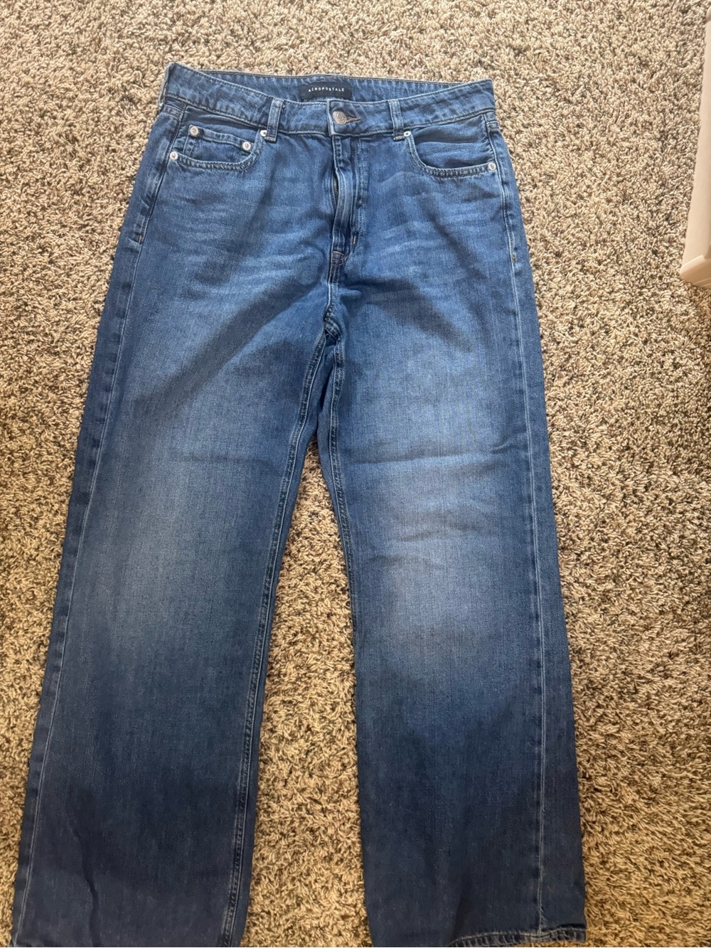 Aeropostale Wide-Leg High-Rise Jeans in Medium Blue